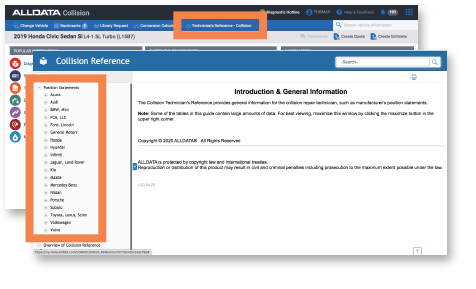 OE Position Statements in ALLDATA Collision